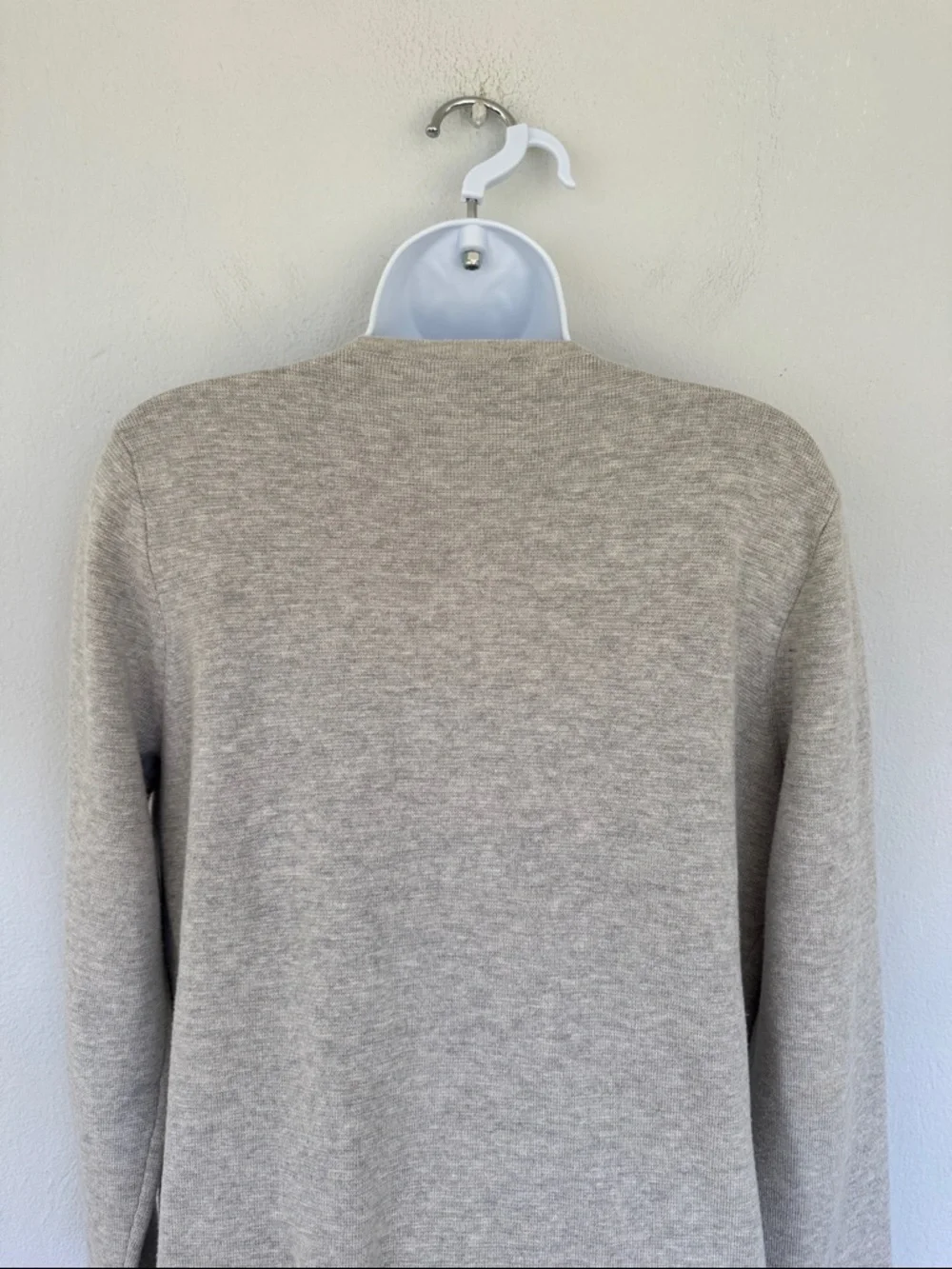 J. Crew light gray wool blend longline draped waterfall cardigan size small